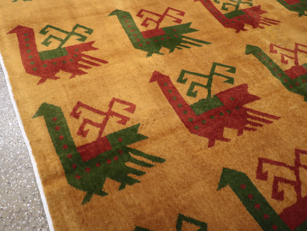 Vintage Turkish Art Deco Accent Carpet, No.30586 - Gsblank