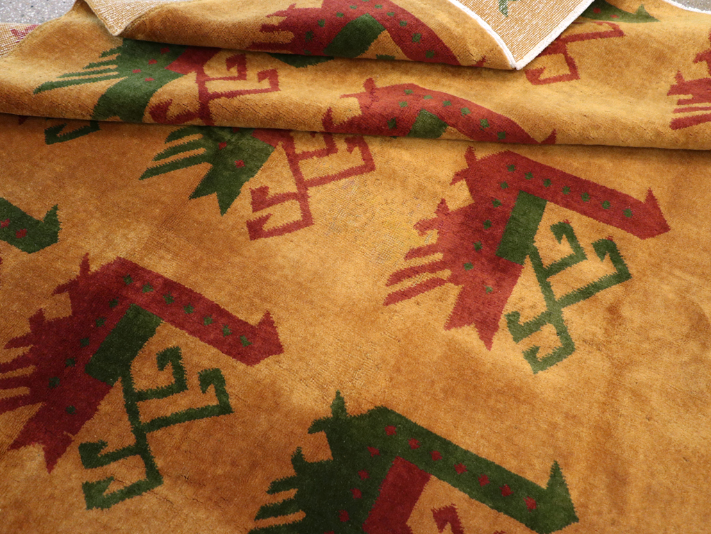 Vintage Turkish Art Deco Accent Carpet, No.30586 - Gsblank