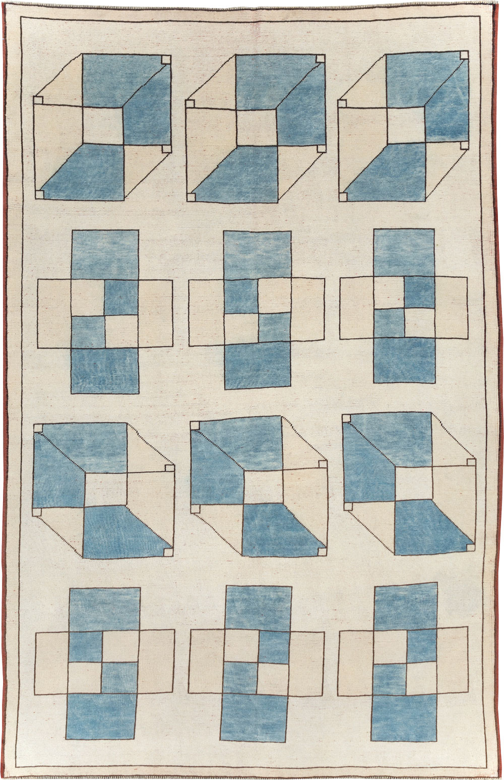 Vintage Turkish Art Deco Style Accent Carpet, No.30593 - Gsblank