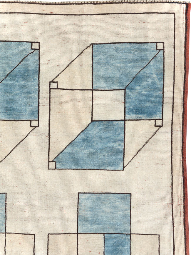 Vintage Turkish Art Deco Style Accent Carpet, No.30593 - Gsblank