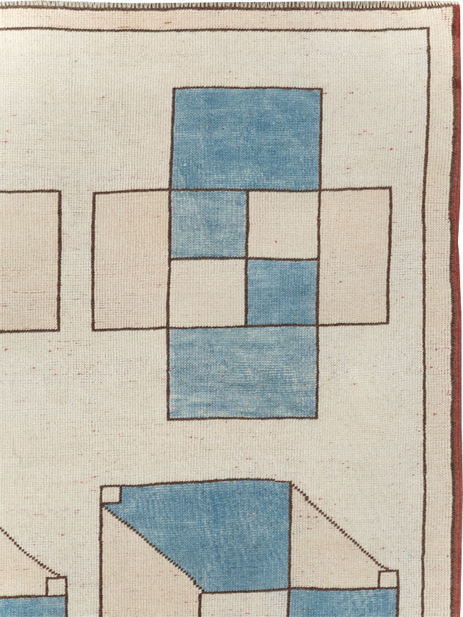 Vintage Turkish Art Deco Style Accent Carpet, No.30593 - Gsblank