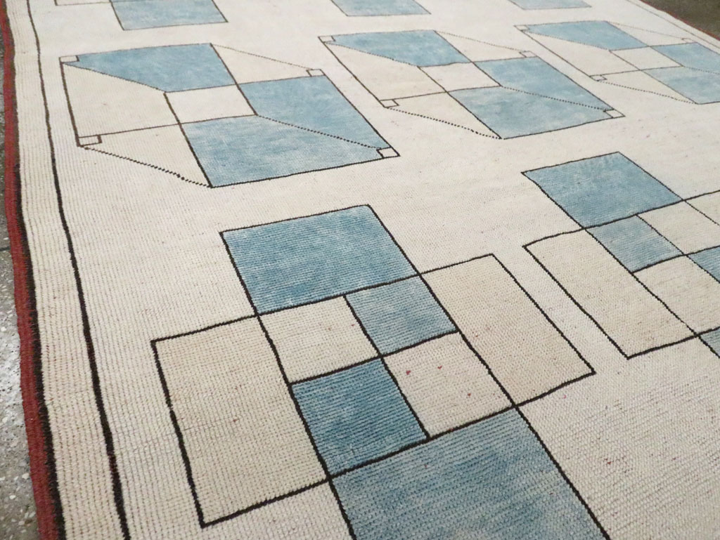 Vintage Turkish Art Deco Style Accent Carpet, No.30593 - Gsblank