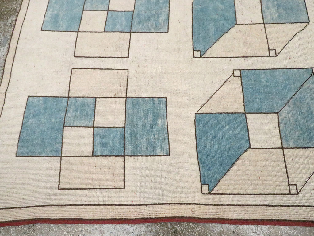 Vintage Turkish Art Deco Style Accent Carpet, No.30593 - Gsblank