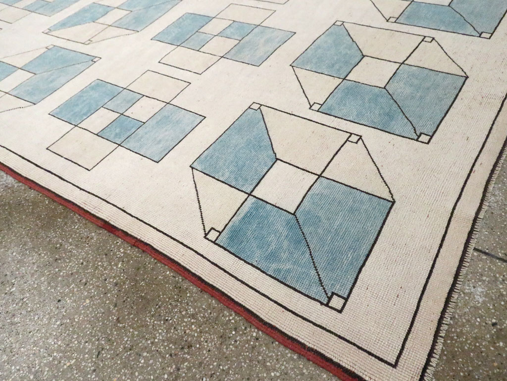 Vintage Turkish Art Deco Style Accent Carpet, No.30593 - Gsblank