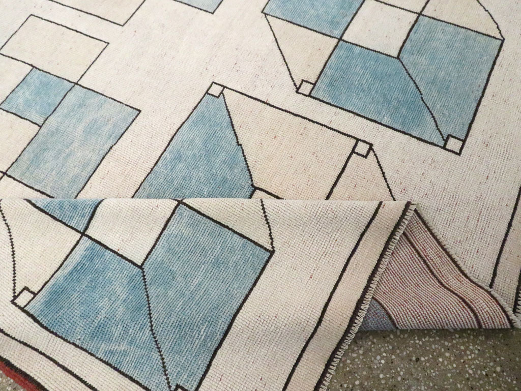 Vintage Turkish Art Deco Style Accent Carpet, No.30593 - Gsblank