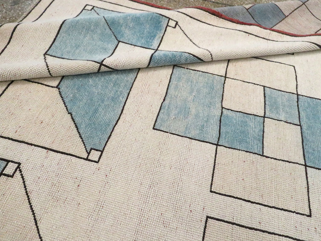 Vintage Turkish Art Deco Style Accent Carpet, No.30593 - Gsblank