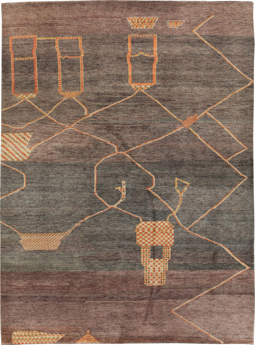 Persian Gabbeh Inspired Turkish Room Size Carpet, No.30598 - Gsblank