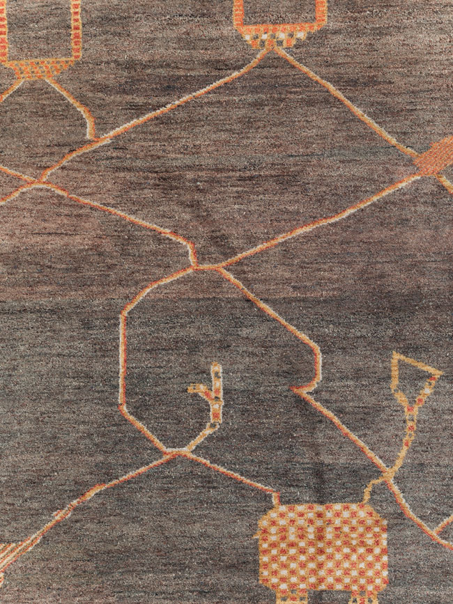 Persian Gabbeh Inspired Turkish Room Size Carpet, No.30598 - Gsblank