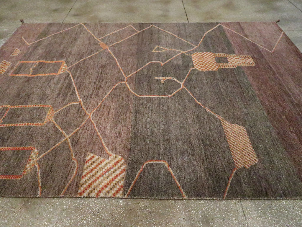 Persian Gabbeh Inspired Turkish Room Size Carpet, No.30598 - Gsblank