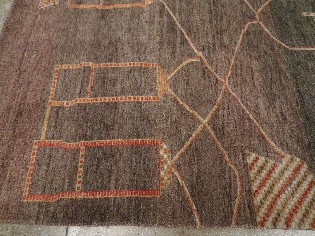 Persian Gabbeh Inspired Turkish Room Size Carpet, No.30598 - Gsblank