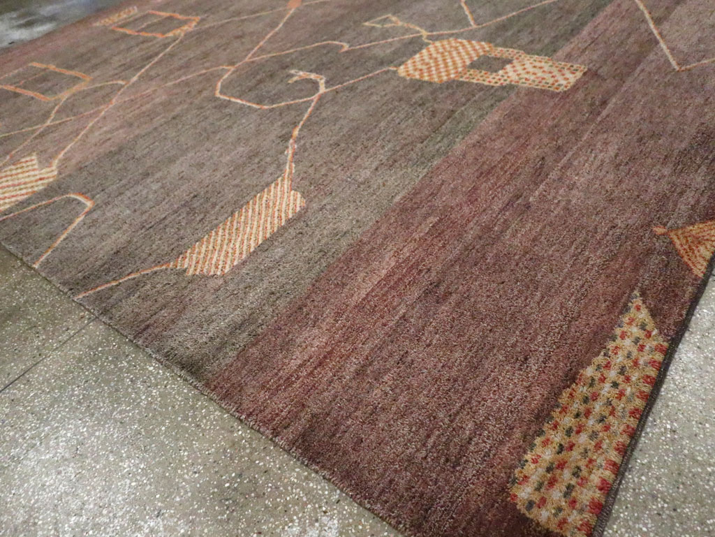 Persian Gabbeh Inspired Turkish Room Size Carpet, No.30598 - Gsblank