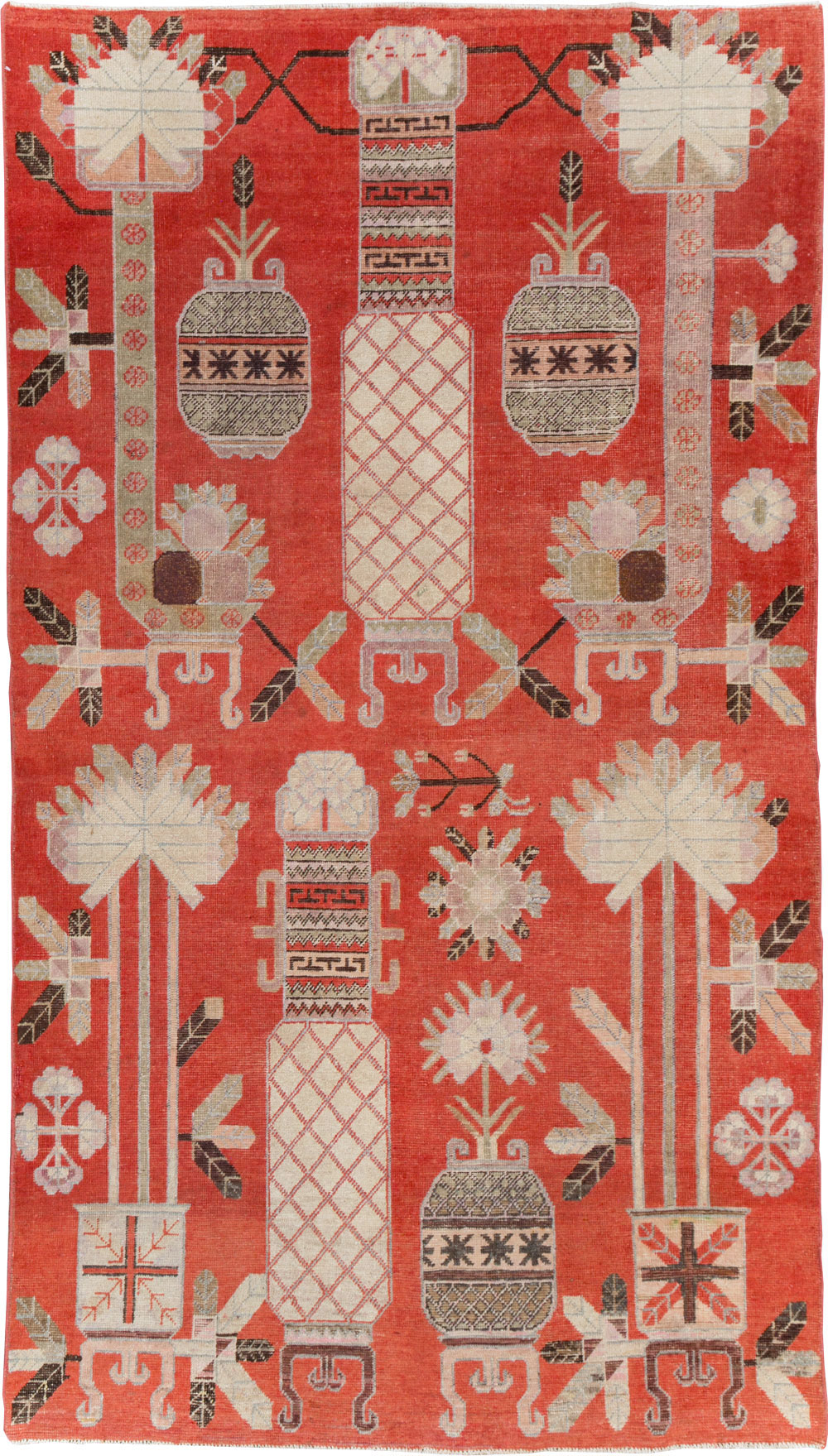 Antique East Turkestan Khotan Accent Rug, No.30605 - Gsblank