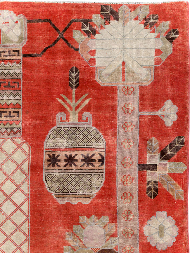 Antique East Turkestan Khotan Accent Rug, No.30605 - Gsblank