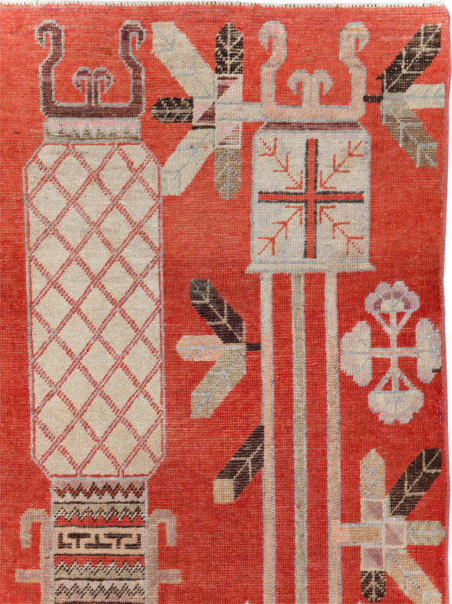 Antique East Turkestan Khotan Accent Rug, No.30605 - Gsblank