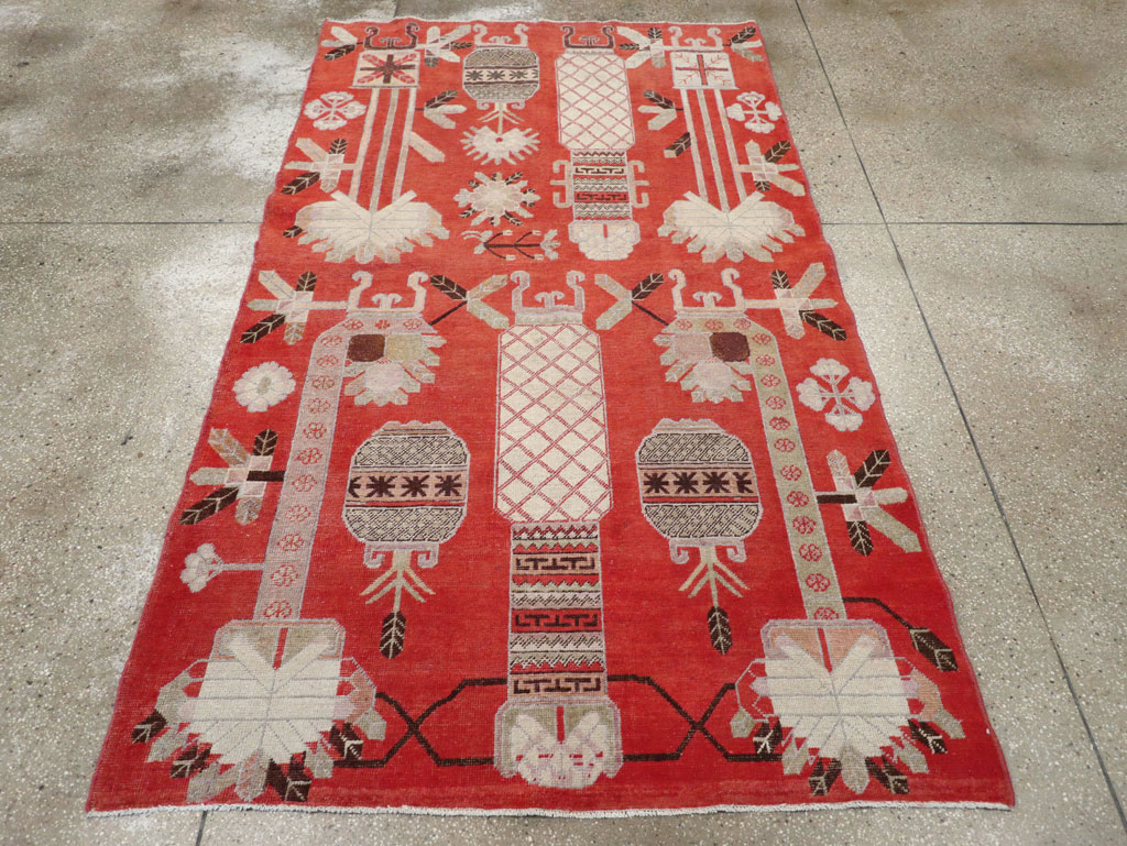 Antique East Turkestan Khotan Accent Rug, No.30605 - Gsblank