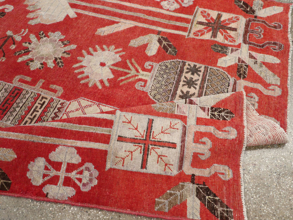 Antique East Turkestan Khotan Accent Rug, No.30605 - Gsblank