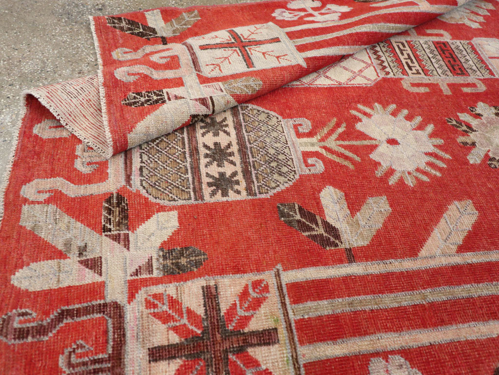 Antique East Turkestan Khotan Accent Rug, No.30605 - Gsblank