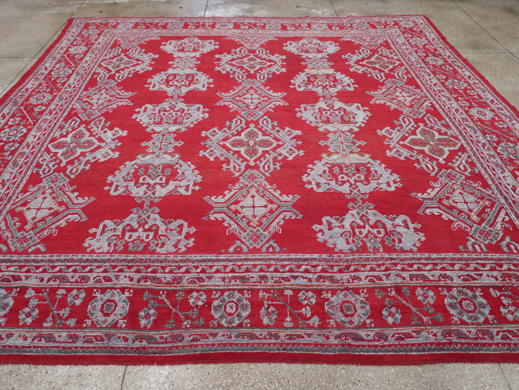 Vintage Turkish Oushak Square Room Size Carpet, No.30618 - Gsblank