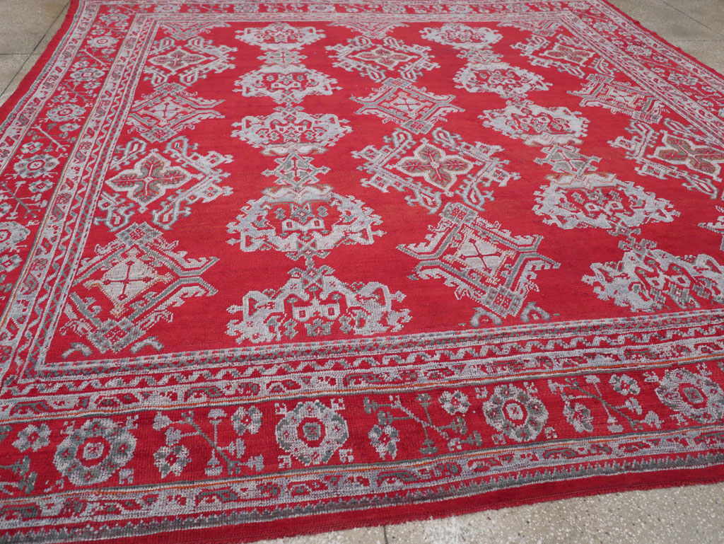 Vintage Turkish Oushak Square Room Size Carpet, No.30618 - Gsblank