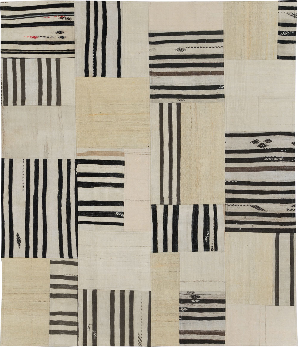 Contemporary Turkish Patchwork Style Flatweave, No.30621 - Gsblank