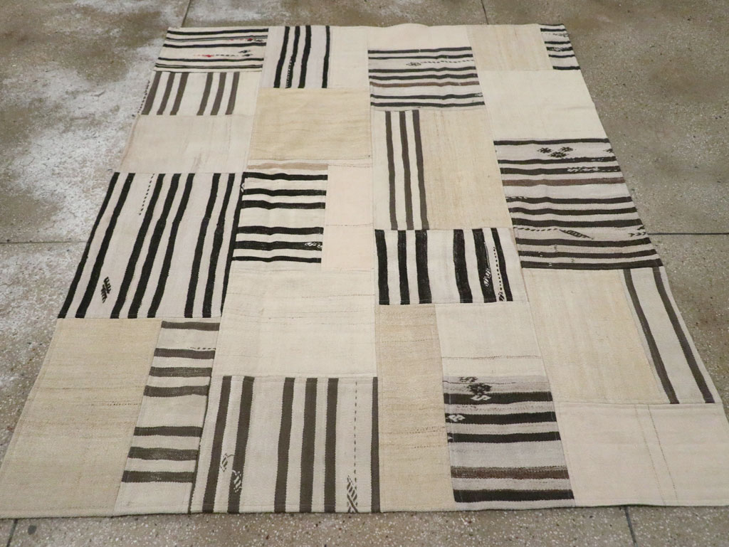 Contemporary Turkish Patchwork Style Flatweave, No.30621 - Gsblank