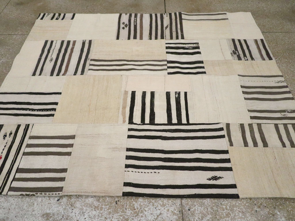 Contemporary Turkish Patchwork Style Flatweave, No.30621 - Gsblank