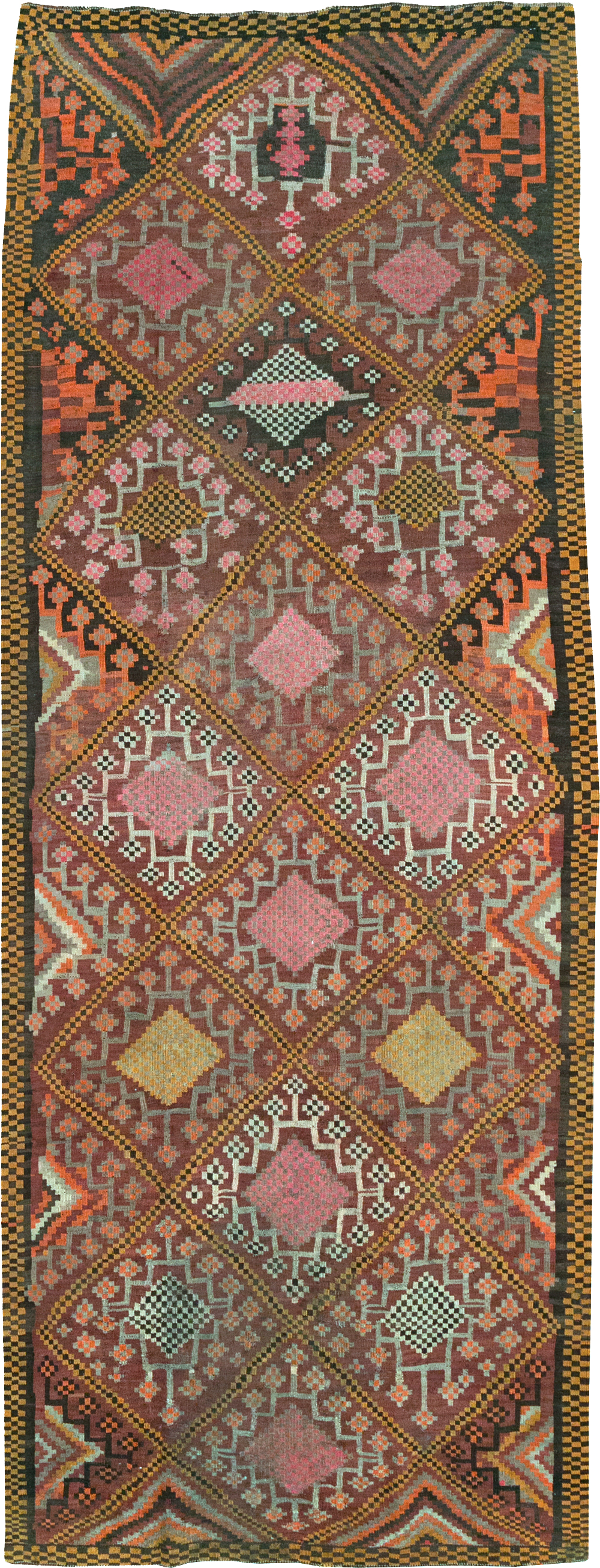 Vintage Persian Flatweave Kilim Gallery Rug, No.30651 - Gsblank