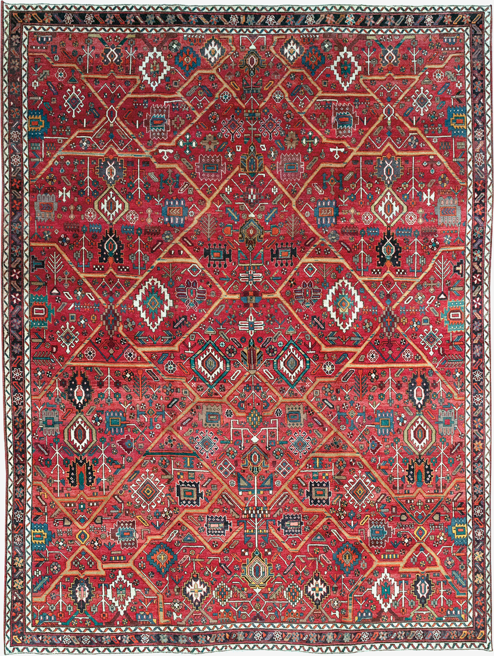 Vintage Persian Heriz Room Size Carpet, No.30663 - Gsblank