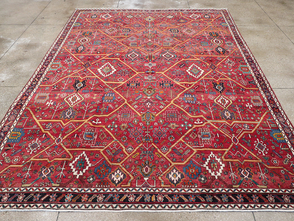 Vintage Persian Heriz Room Size Carpet, No.30663 - Gsblank