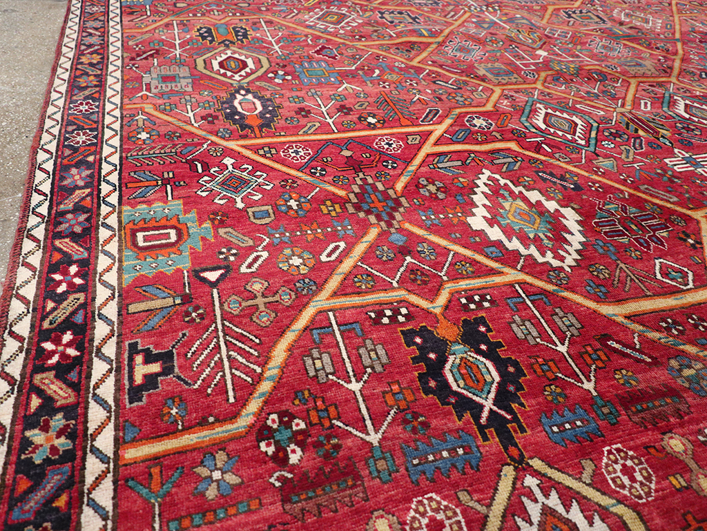Vintage Persian Heriz Room Size Carpet, No.30663 - Gsblank