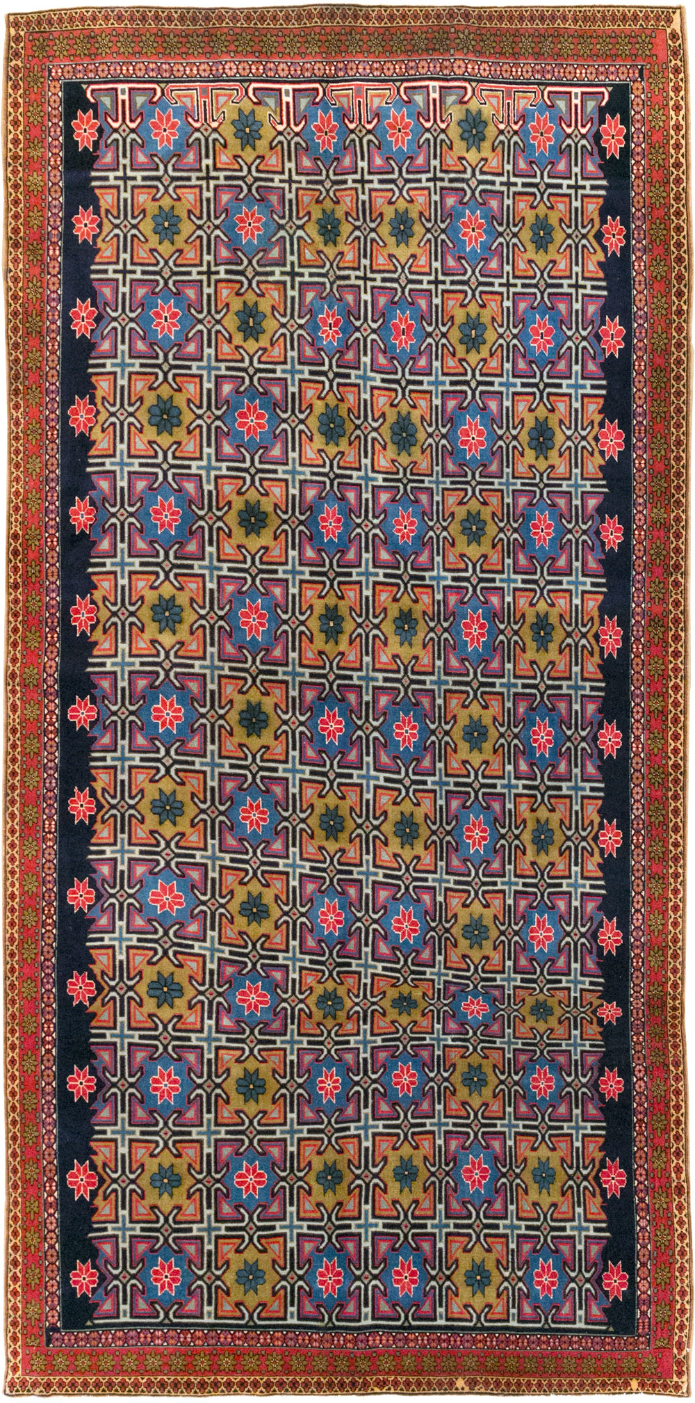 Vintage Persian Veramin Wide Gallery Runner, No.30666 - Gsblank