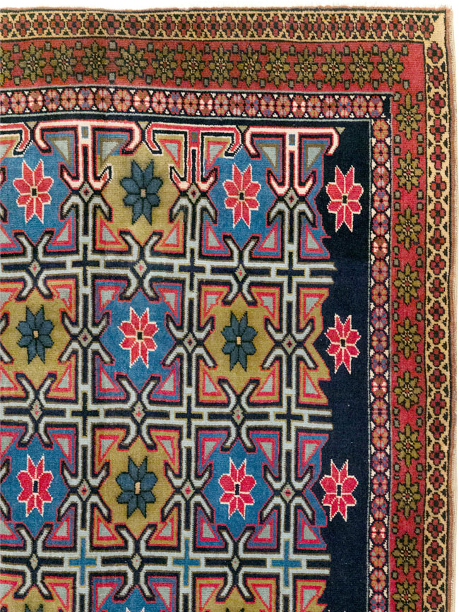 Vintage Persian Veramin Wide Gallery Runner, No.30666 - Gsblank