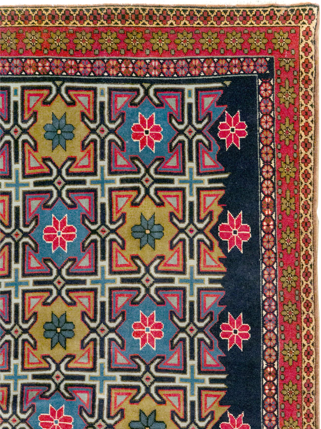 Vintage Persian Veramin Wide Gallery Runner, No.30666 - Gsblank