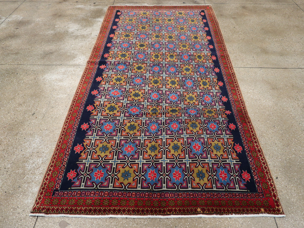 Vintage Persian Veramin Wide Gallery Runner, No.30666 - Gsblank