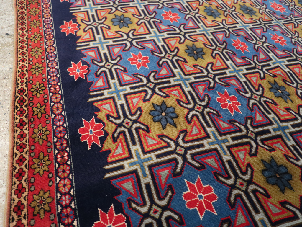 Vintage Persian Veramin Wide Gallery Runner, No.30666 - Gsblank