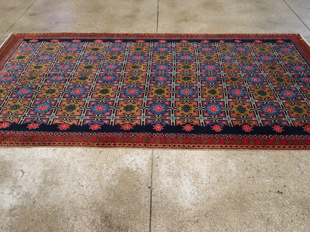 Vintage Persian Veramin Wide Gallery Runner, No.30666 - Gsblank