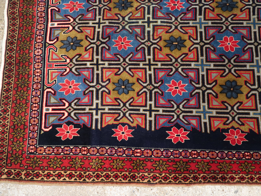 Vintage Persian Veramin Wide Gallery Runner, No.30666 - Gsblank