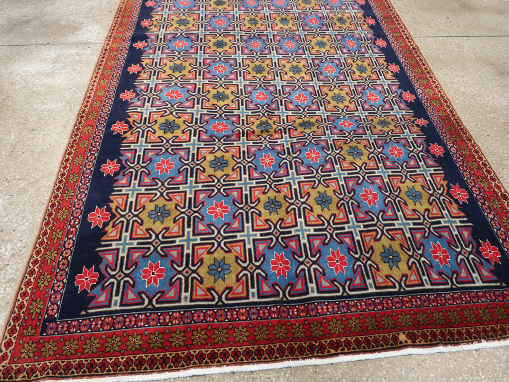 Vintage Persian Veramin Wide Gallery Runner, No.30666 - Gsblank