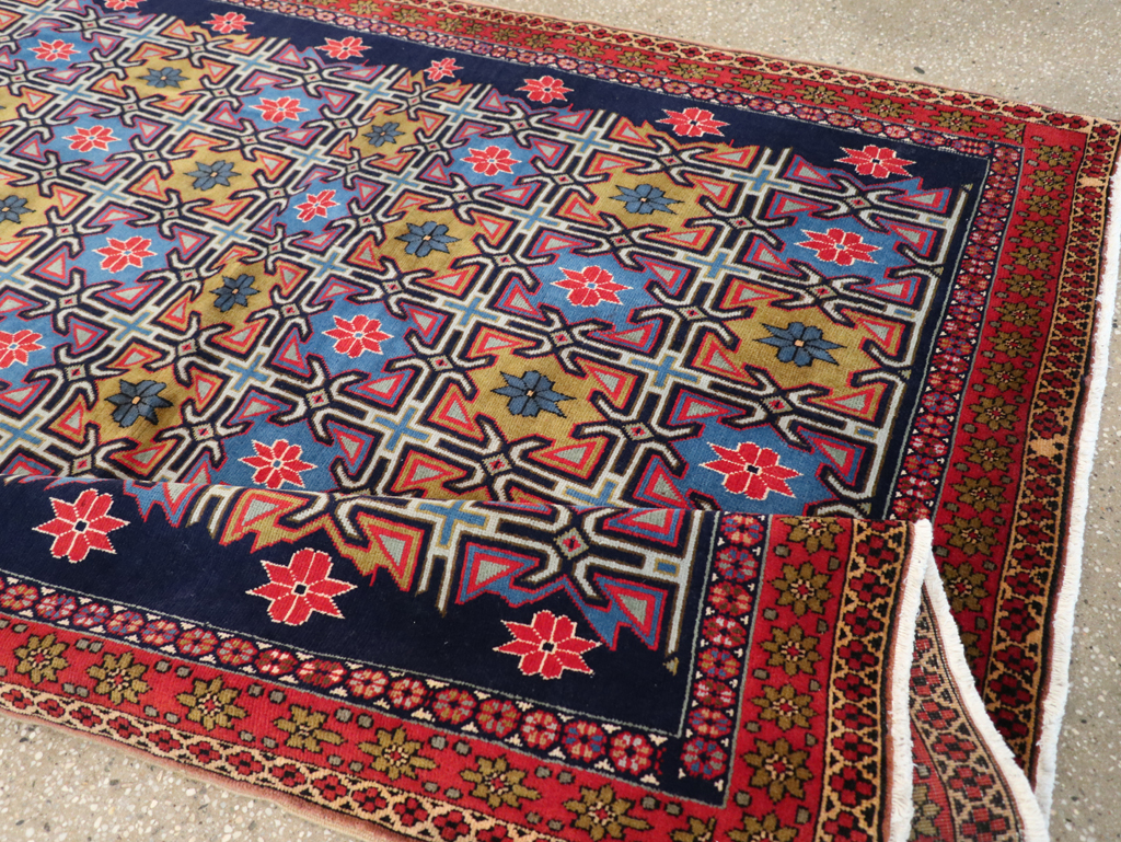 Vintage Persian Veramin Wide Gallery Runner, No.30666 - Gsblank