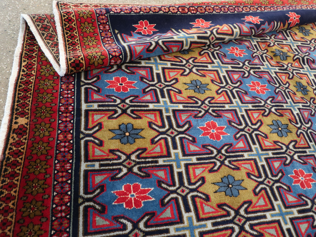 Vintage Persian Veramin Wide Gallery Runner, No.30666 - Gsblank