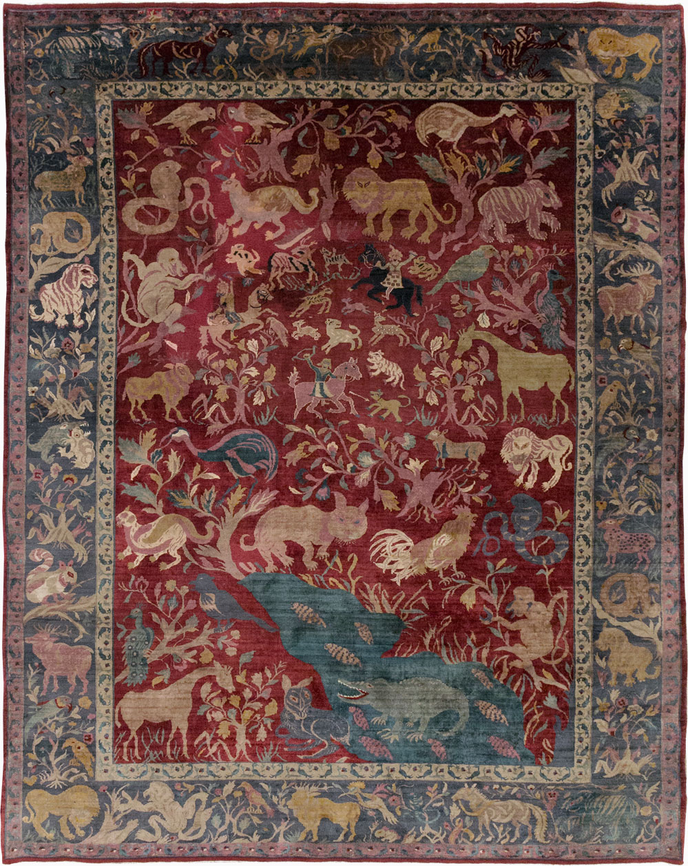 Antique Indian Agra Pictorial Room Size Carpet, No.30670 - Gsblank