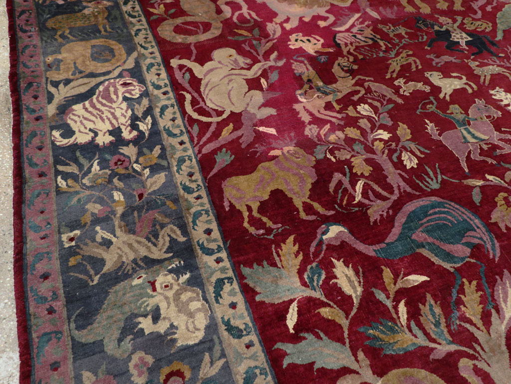 Antique Indian Agra Pictorial Room Size Carpet, No.30670 - Gsblank