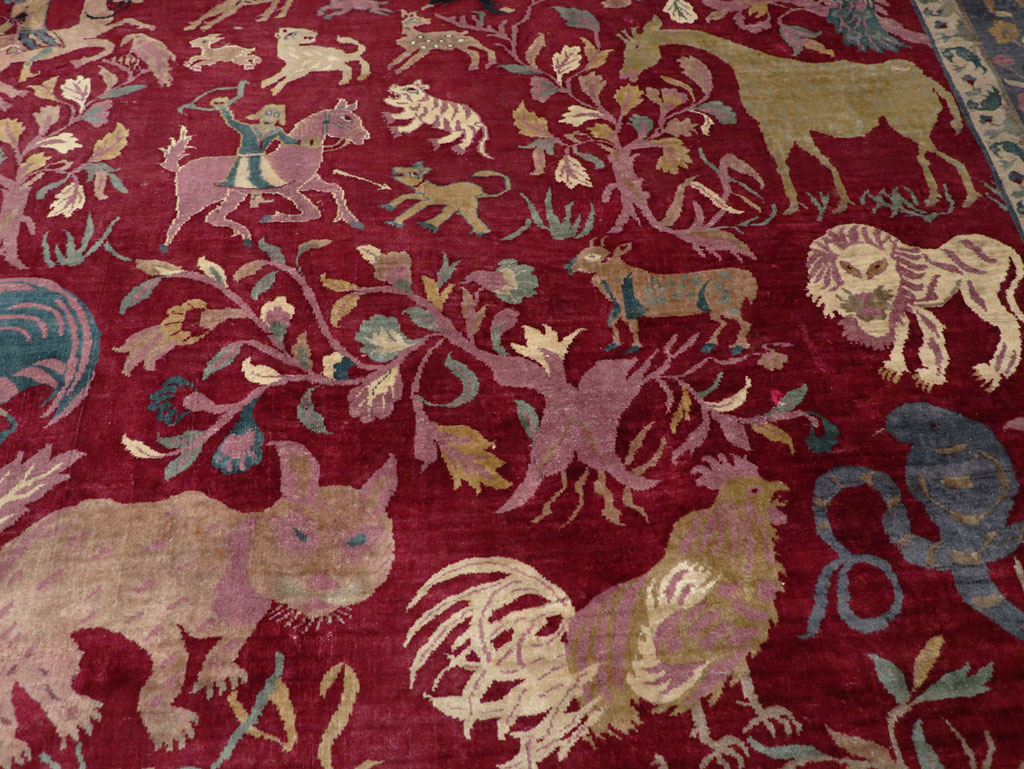 Antique Indian Agra Pictorial Room Size Carpet, No.30670 - Gsblank