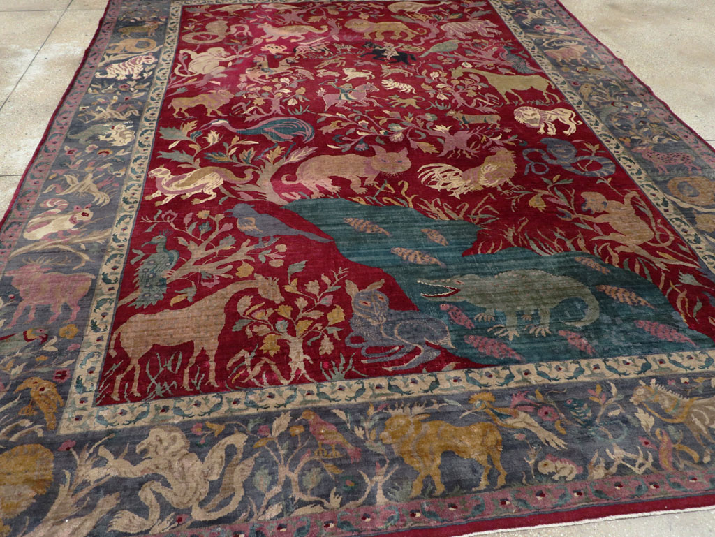 Antique Indian Agra Pictorial Room Size Carpet, No.30670 - Gsblank