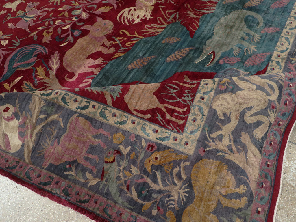 Antique Indian Agra Pictorial Room Size Carpet, No.30670 - Gsblank