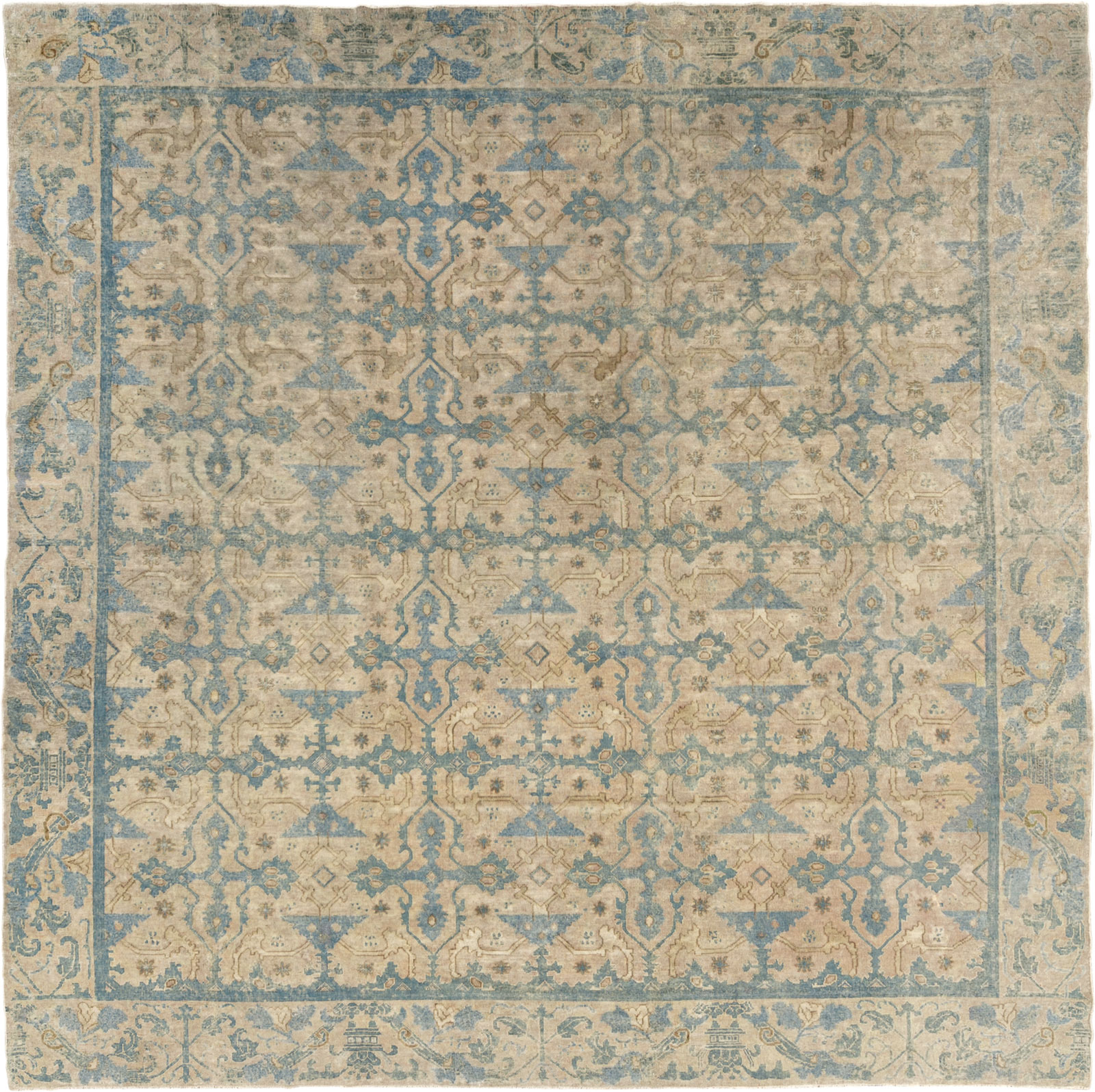 Antique Chinese Cuenca Square Room Size Carpet, No.30696 - Gsblank