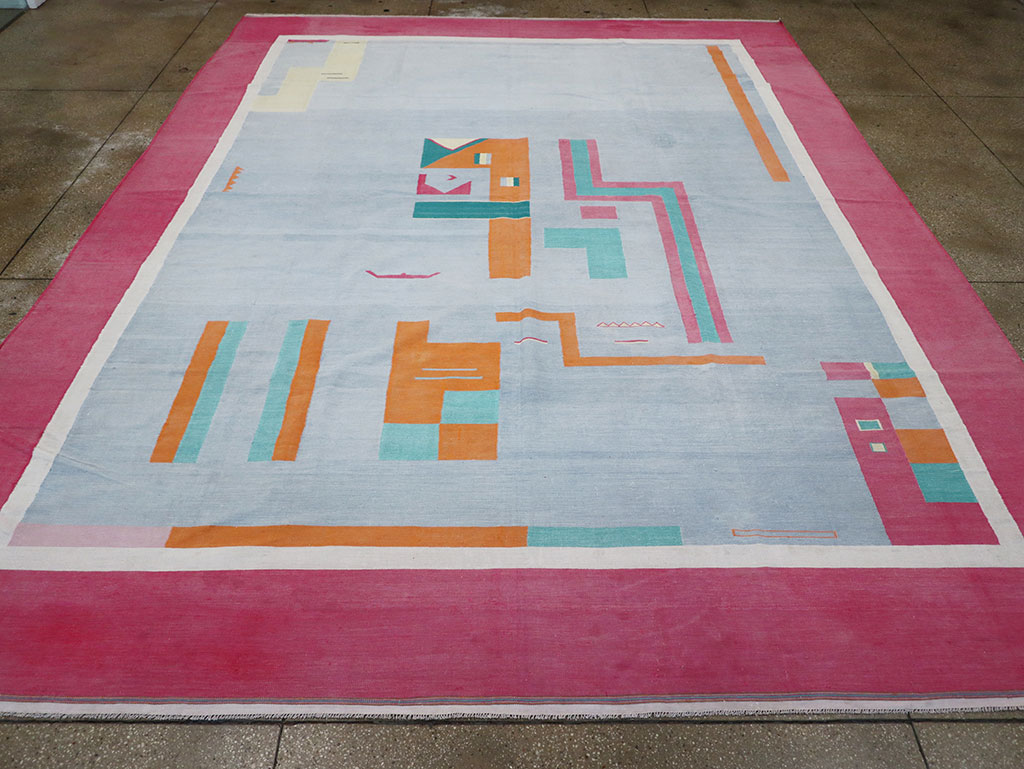 Vintage Indian Flatweave Dhurrie Large Room Size Carpet, No.30697 - Gsblank