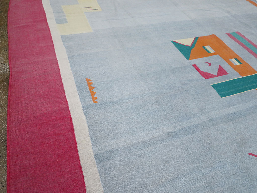 Vintage Indian Flatweave Dhurrie Large Room Size Carpet, No.30697 - Gsblank