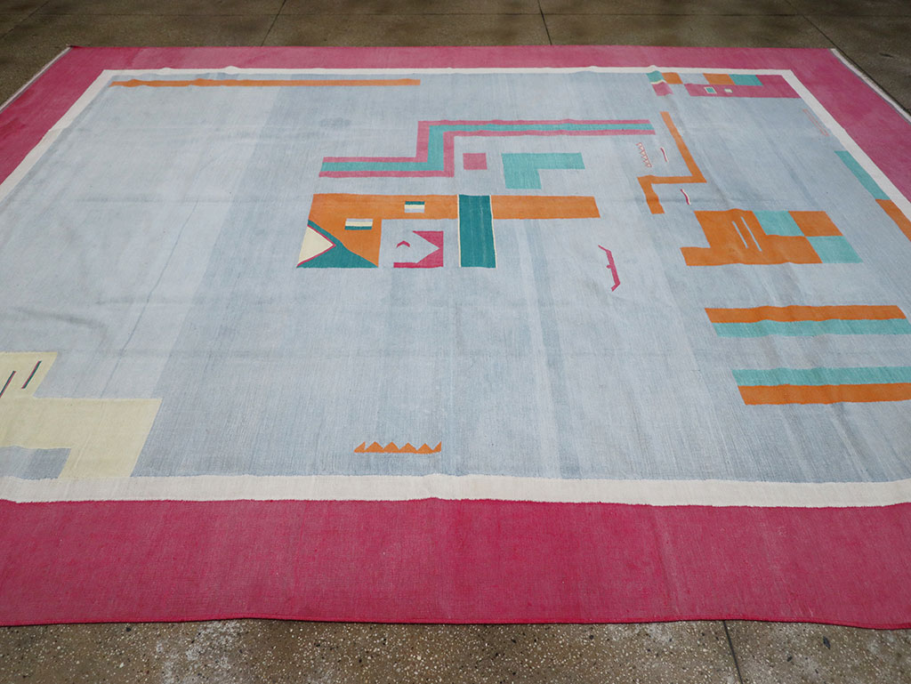 Vintage Indian Flatweave Dhurrie Room Size Carpet, No.30697 - Gsblank