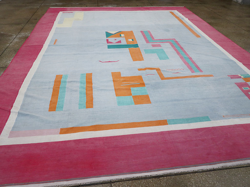 Vintage Indian Flatweave Dhurrie Room Size Carpet, No.30697 - Gsblank